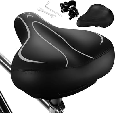 Fietszadel Oversized Comfort Zadel Fietszadel Dames - Fietszadel Heren Waterdicht Memory Foam Schokdempend Inclusief Fietszadelhoes & Montagegereedschap