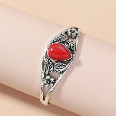 Bracelet Fleurs Couleur Cuivre Antique Pierre Naturelle Bleue pour Femmes Bracelets Simples de Luxe Bijoux Bohémiens Tendance pour Femmes gray