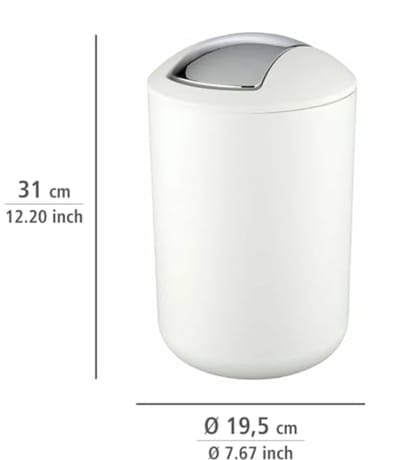 Stijlvolle Witte Prullebak 6.5L voor Badkamer