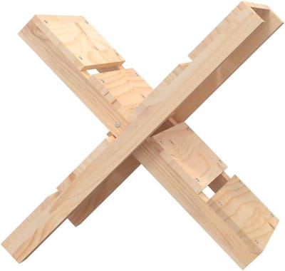 Houtblokhouder - Haardhoutrek - Brandhout Opslag - Massief Grenenhout - 48 cm Hoog - Bruin