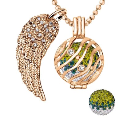 Engelenroeper 18mm Bolhouder met Ketting 90cm en Bolletje - Dames - Roségoudkleurig Golven - EBS18082