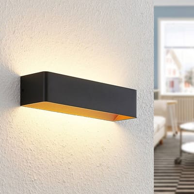 Arcchio LED wandlamp Karam, 37 cm, zwart, metaal, up/down