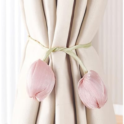 2 stuks Klassieke Elegante Tulp Gordijn Tiebacks Polyester, Eenvoudige Installatie, Ideaal voor Gordijnriem, Verbetert Kamerstijl met Bloemen Decor