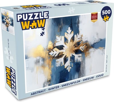 Puzzel Abstract - Winter - Sneeuwvlok - Sneeuw - Goud - Legpuzzel - Puzzel 500 stukjes