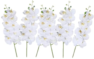 Dailygoods- Kunstmatige Orchideeën 68,6 cm - Witte Nepplanten - 6 Stuks - Stengelplanten voor Thuis - Bruiloftsdecoratie - Altijd Bloeien - Nepplant