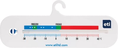 ETI - Horizontale Koelkast/Diepvries Thermometer - -30 tot +40°C - Gekleurde Voedselveilige Zones - Kwikvrij