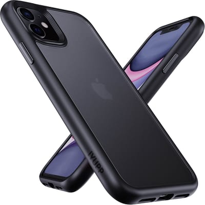 IYUPP Hoesje Geschikt voor iPhone 11 Hoesje - Shockproof Back Cover - Mat Zwart Transparant