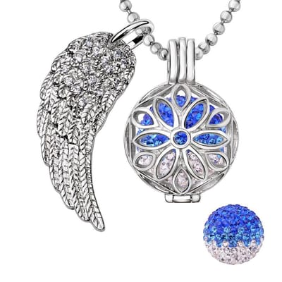 Engelenroeper 18mm Bolhouder met Ketting 90cm en Bolletje - Dames - Zilverkleurig Bloem - EBS18107