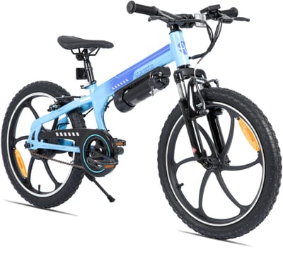 STARMOTO Radspur Elektrische Kinderfiets 20 Inch – 250W met Uitneembare Accu en Trapondersteuning – E-Mountainbike voor Kinderen 8-12 Jaar- Blauw