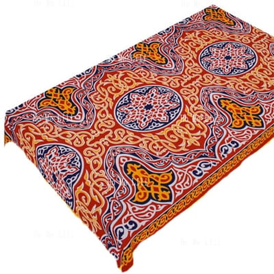 Egyptische Ramadan Decoraties Kleurrijk Rood Blauw Bedrukt Khayamiya Patroon Egypte Rechthoekige Tafelkleed 100x140cm beige