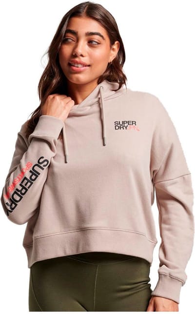 Superdry Sportswear Logo Boxy Hoodie Beige 2XS Vrouw