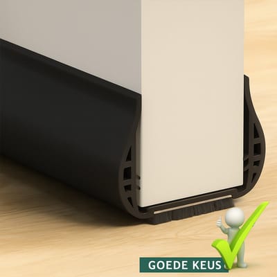@ Lu’s Today® – Basic Household Essentials – Siliconen Deurafdichting – 93 cm – Zwart – Energiebesparende Tochtstopper – Dubbele Afdichting met Borstel – Zelfklevend – Geluidsreductie