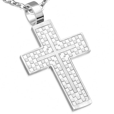 Amanto Ketting Dag - 316L Staal - Kruis - 30x50mm - 60cm