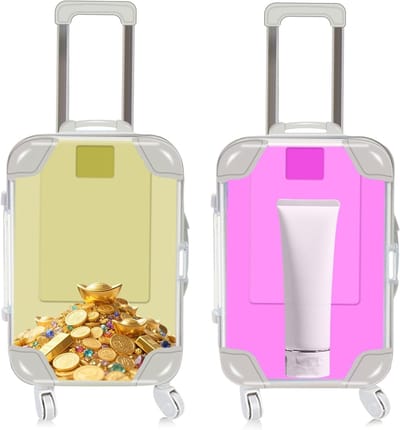 Speelgoedkoffer voor Kinderen - Miniatuur Koffer met Uittrekbare Trolley, Verwijderbare Wielen en Ruimte voor Munten - Geel en Roze
