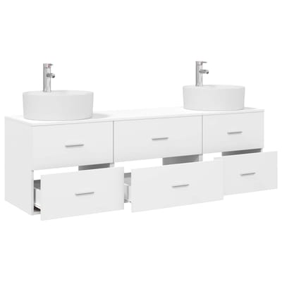 vidaXL - Badkamerkast - set - 3 - st - Wit - 62,5 - x - 44,5 - x - 50 - cm - Bewerkt - hout