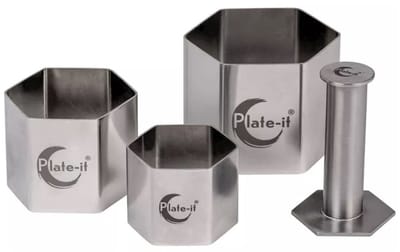 Plate-it Garneerringen Hexagon 4-delige set - met pusher