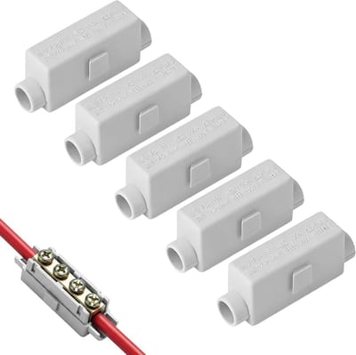 5-Pole Aansluitblok voor Elektriciteit, 100A, 1000V, Geschikt voor 2.5 tot 16 mm² Kabels, ABS Behuizing voor Verlichting en Schakelaars