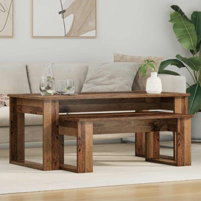 vidaXL - Koffietafel - Set - 2 - st - Oudhout - 100 - x - 50 - x - 42 - cm - Bewerkt - hout