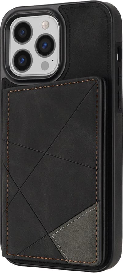 Hoesje geschikt voor iPhone 15 Pro - Backcover - Pasjeshouder - Portemonnee - Camerabescherming - Stijlvol patroon - TPU - Zwart