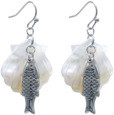 Dames Oorbellen – RVS – Schelp/Vissen Design – Zilverkleurig – 4.5cm – Naturel Chic