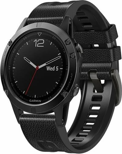 By Qubix - Geschikt voor Garmin bandje - 22mm Quickfit - leer + siliconen bandje - Zwart - Geschikt voor Garmin Approach S60 & S62 / Instinct / Instinct 2 (Solar)