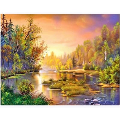 5D Diamond schilderij borduurpakketten landschap volledige boor hars diamant borduurwerk rivier strass 20X30CM beige