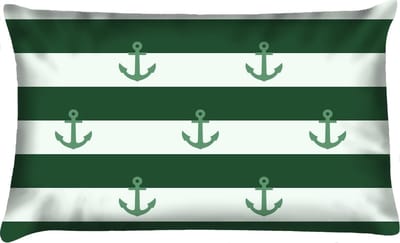 Sierkussen - Buitenkussen Groene Vingers Waterafstotend Bootkussen Streep Ankers - Groen - 60 Cm X 40 Cm