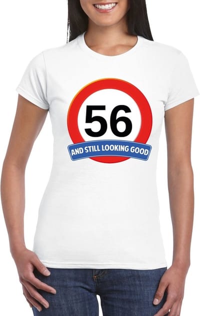 Verjaardag cadeau shirt - 56 jaar and still looking good t-shirt - wit - dames S