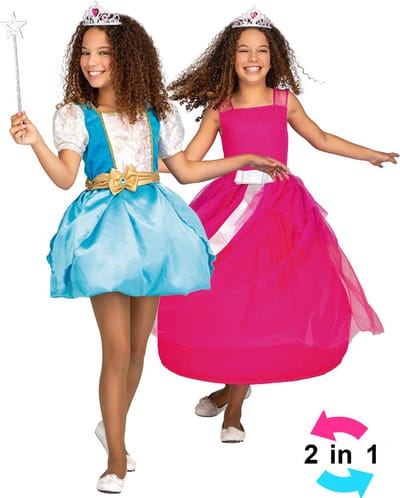 VIVING COSTUMES / JUINSA - 2-in-1 magisch prinsessenkostuum voor meisjes - 7 - 9 jaar