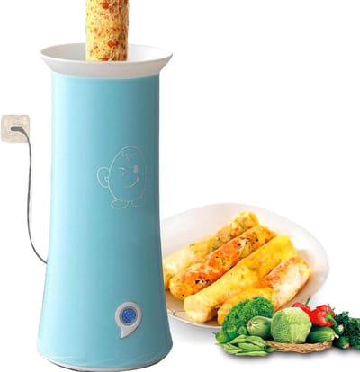 Elektrische eierrol maker machine - 6 minuten automatische ontbijtmaker met anti-aanbak roestvrij staal, olieduwstang en bamboestokken voor omelet, hotdog, worst, gemakkelijk te reinigen