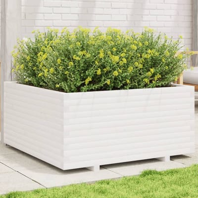 vidaXL - Plantenbak - 100x100x49,5 - cm - massief - grenenhout - wit