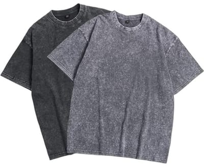 Oversized T-Shirt voor Mannen en Vrouwen - 2-Pack Katoenen T-Shirts Korte Mouw Zwart en Multicolor