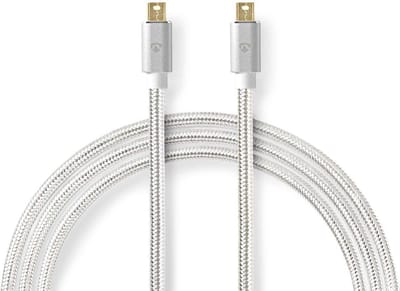 Nedis Mini DisplayPort-Kabel | DisplayPort 1.4 | Mini-DisplayPort Male | Mini-DisplayPort Male | 32.4 Gbps | Verguld | 2.00 m | Rond | Gevlochten | Zilver | Cover Window Box