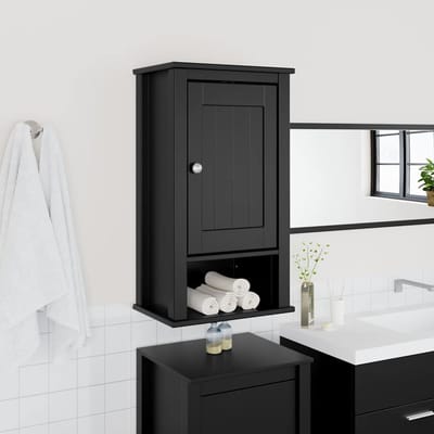 vidaXL - Badkamerkast - BERG - 40x27x71,5 - cm - massief - grenenhout - zwart
