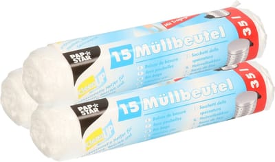 Papstar afvalzakken/vuilniszakken - 45x stuks - 35 liter - transparant - Prullenbak zakken