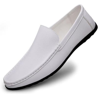 Grote Maat 38 -47 Italiaanse Herenschoenen Casual Luxe Zomer Heren Loafers Leren Mocassins Comfortabel Ademend Instap Boot Schoenen 45 wit