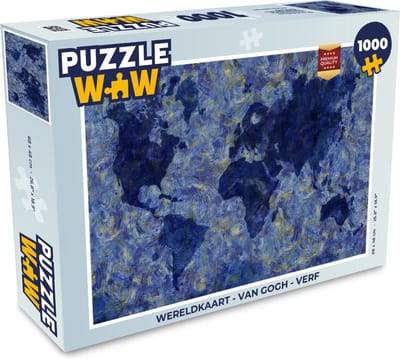 Puzzel Wereldkaart - Van Gogh - Verf - Legpuzzel - Puzzel 1000 stukjes volwassenen