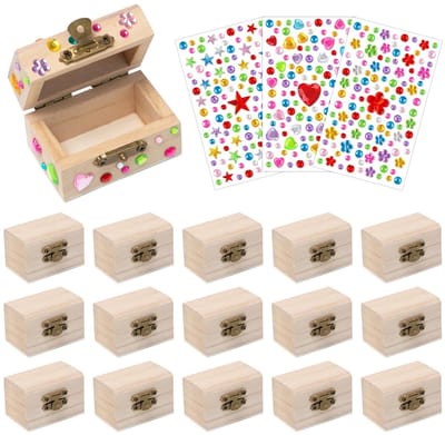 Dailygoods- Schatkist Mini Houten Set - 16 Stuks - 6 x 3,5 x 3,5 cm