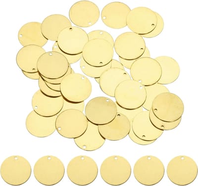 Ronde Messing Labels - Bedeltjes Handwerk - Sieraden Maken - Dubbelzijdig Graveerbaar - 15 mm - Wit