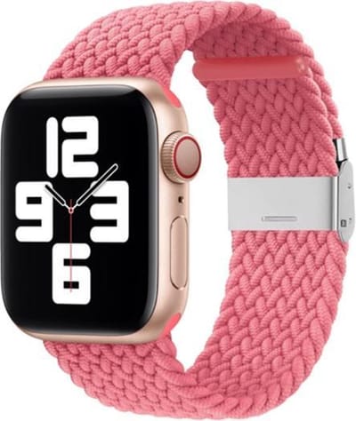 By Qubix - Geschikt voor Apple Watch bandje - Braided nylon bandje - Roze - Geschikt voor Apple Watch 38mm / 40mm / 41mm / 42mm - nylon - bandje iWatch