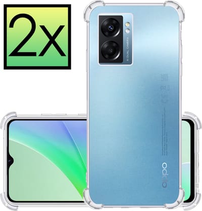 Hoesje - 2 Stuks - Geschikt voor OPPO A77 - Sterk & Shockproof - Siliconen Case - Back Cover - Telefoon Hoes Shock Proof - Transparant