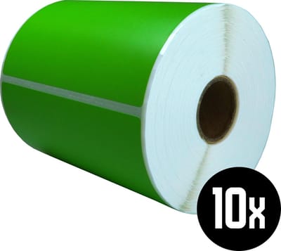 DULA Compatible Zebra Labels 102x152mm - 300 etiketten per rol - kern 25mm - Groen - Permanent - 10 rollen
