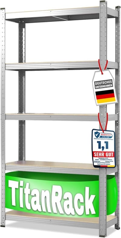 Zwaar Opbergrek met 5 Verstelbare Vakken - Verzinkt Steekrek 200x90x60 cm