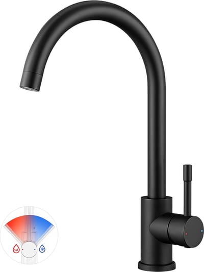 Cecipa Max Keukenkraan - Kraan Keuken - Hoge uitloop - 360° draaibereik - Zwart