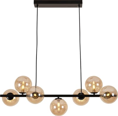 Olucia - REMO - Hanglamp - Amber / Zwart - 7L - Vorm: Rechthoek