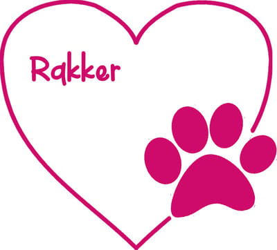 Hart met hondenpootje - met naam - gepersonaliseerd - cyclaam roze - autosticker - 14 x 16 cm