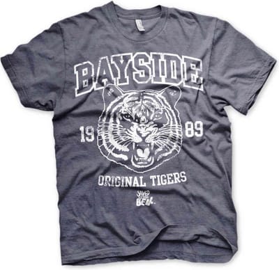 Saved By The Bell Heren Tshirt -S- Bayside 1989 Original Tigers Blauw