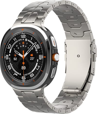 Strap-it Titanium 'Iron' schakel band - geschikt voor Samsung Galaxy Watch Ultra 2 (2026) / Ultra (2024/2025) - titanium kleur