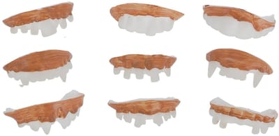 Smiffys Assortiment verkleed tandjes/gebitjes - 9 soorten foptanden/tandjes - volwassenen - fopartikelen