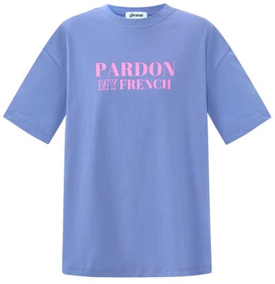 YWG - Cotton Vrouwen T-shirt Casual Letters - Blauw - Maat S